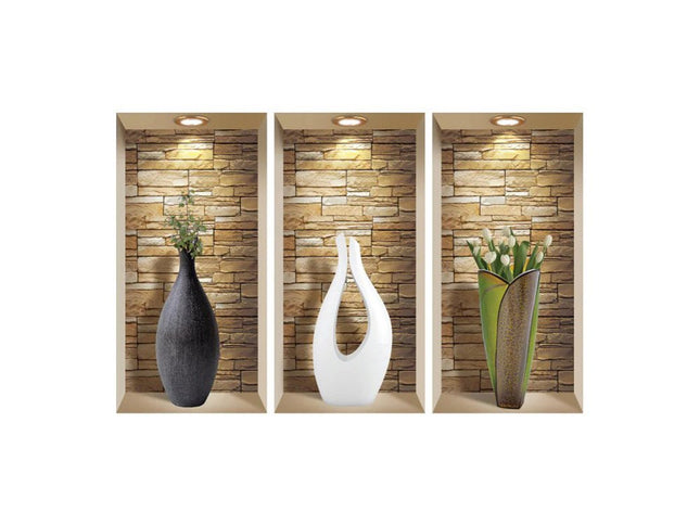 Set of Three Dia Faux Niche 3D Peel and Stick Wall Decals