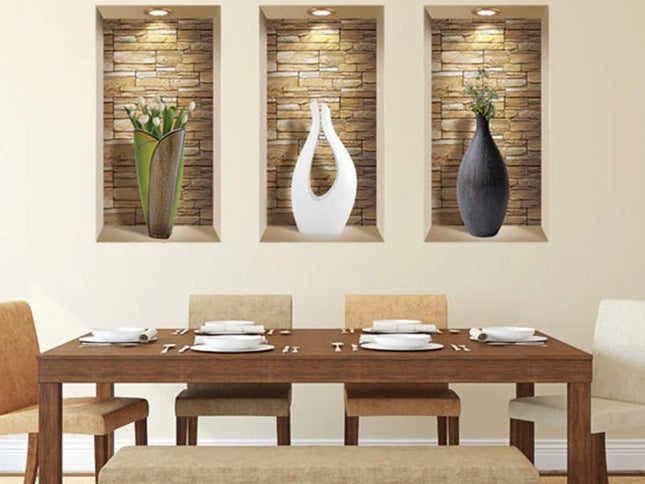 Set of Three Dia Faux Niche 3D Peel and Stick Wall Decals