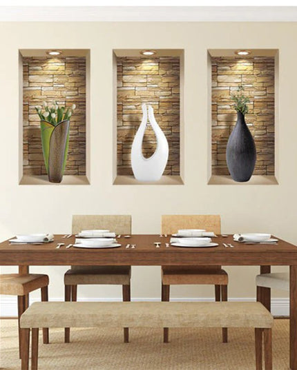 Set of Three Dia Faux Niche 3D Peel and Stick Wall Decals