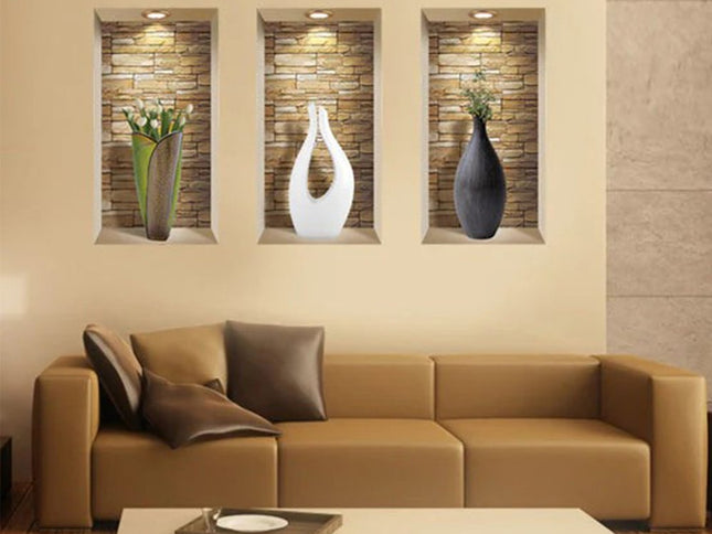 Set of Three Dia Faux Niche 3D Peel and Stick Wall Decals