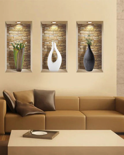 Set of Three Dia Faux Niche 3D Peel and Stick Wall Decals