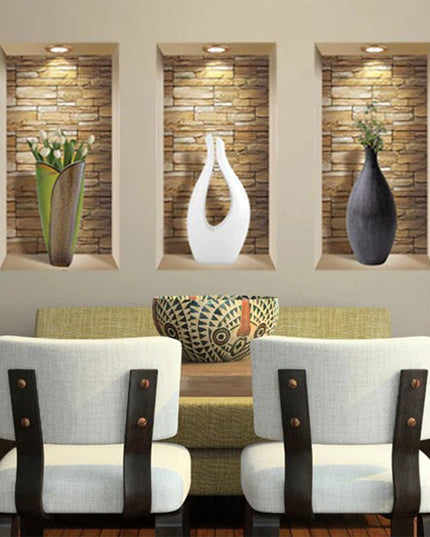 Set of Three Dia Faux Niche 3D Peel and Stick Wall Decals