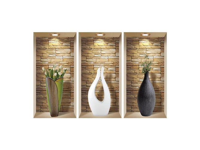 Set of Three Dia Faux Niche 3D Peel and Stick Wall Decals