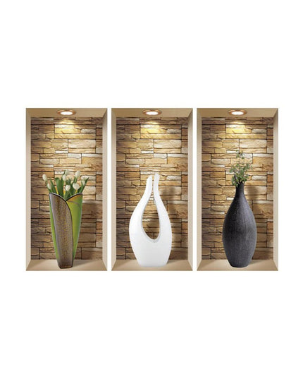 Set of Three Dia Faux Niche 3D Peel and Stick Wall Decals