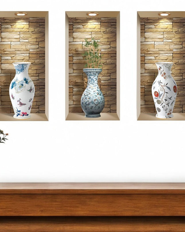 Set of Three Tia Faux Niche 3D Peel and Stick Wall Decals