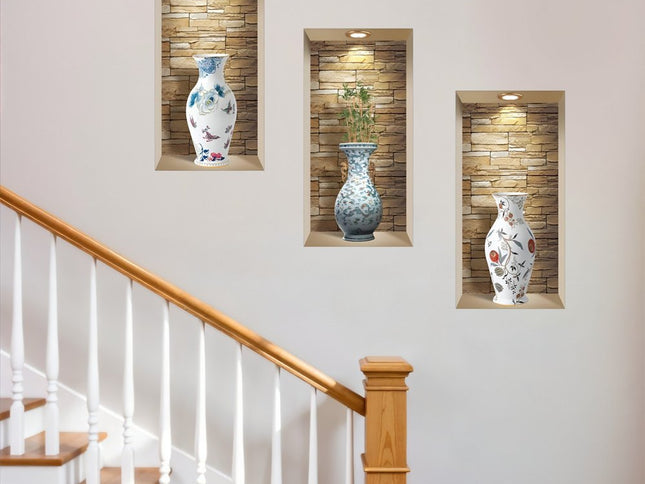 Set of Three Tia Faux Niche 3D Peel and Stick Wall Decals