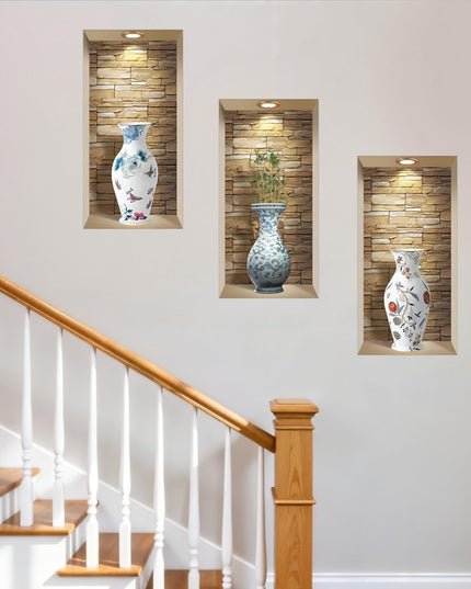 Set of Three Tia Faux Niche 3D Peel and Stick Wall Decals