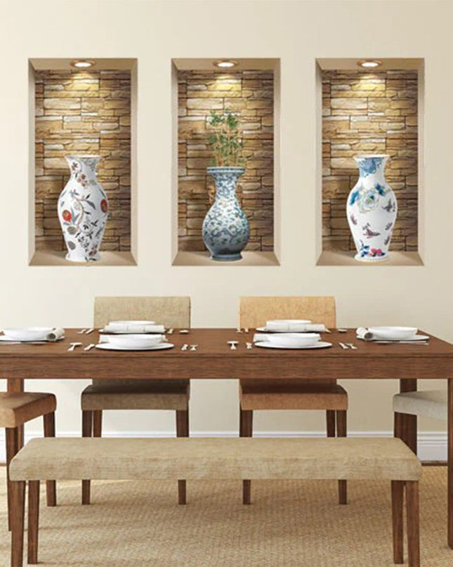 Set of Three Tia Faux Niche 3D Peel and Stick Wall Decals