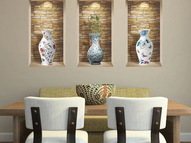 Set of Three Tia Faux Niche 3D Peel and Stick Wall Decals