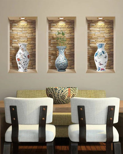 Set of Three Tia Faux Niche 3D Peel and Stick Wall Decals