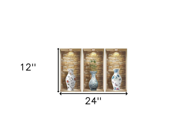 Set of Three Tia Faux Niche 3D Peel and Stick Wall Decals