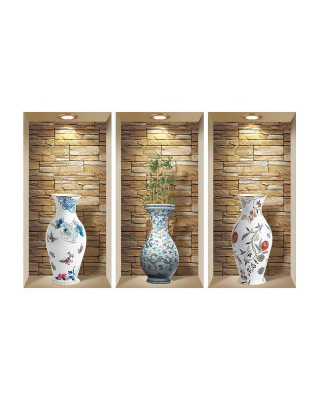 Set of Three Tia Faux Niche 3D Peel and Stick Wall Decals