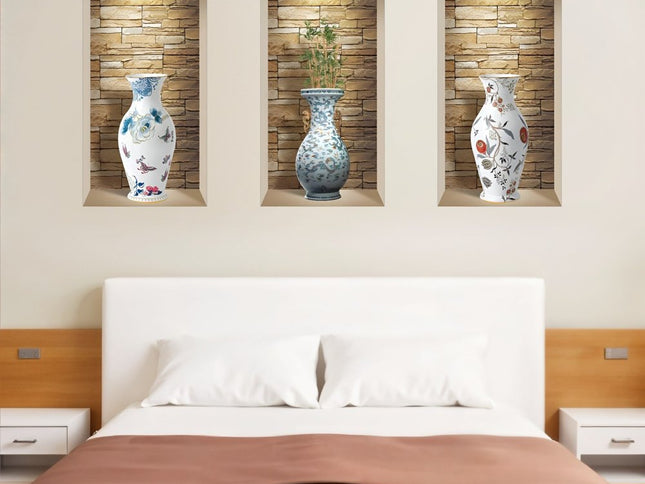 Set of Three Lea Faux Niche 3D Peel and Stick Wall Decals