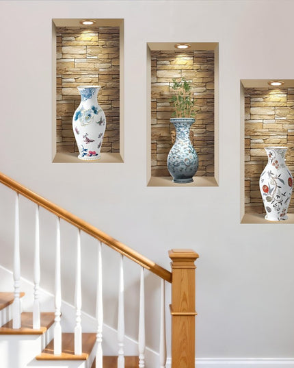 Set of Three Lea Faux Niche 3D Peel and Stick Wall Decals