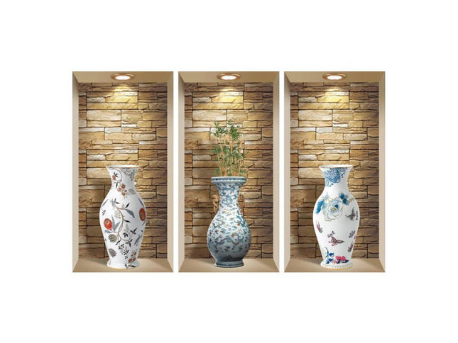 Set of Three Lea Faux Niche 3D Peel and Stick Wall Decals