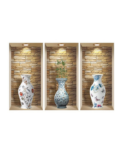 Set of Three Lea Faux Niche 3D Peel and Stick Wall Decals