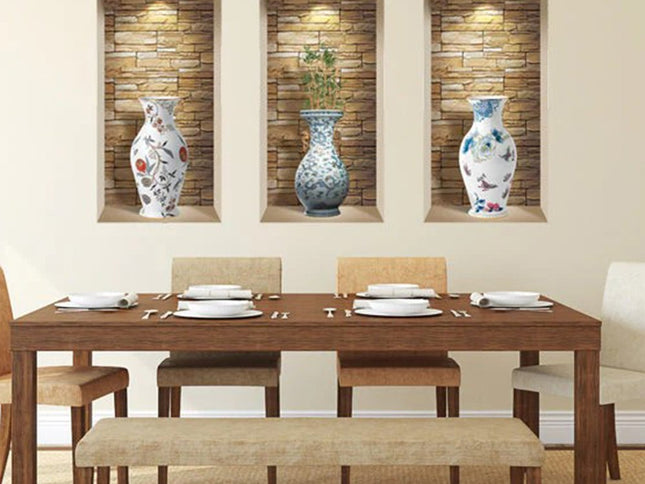 Set of Three Lea Faux Niche 3D Peel and Stick Wall Decals