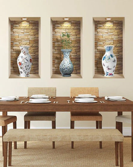 Set of Three Lea Faux Niche 3D Peel and Stick Wall Decals