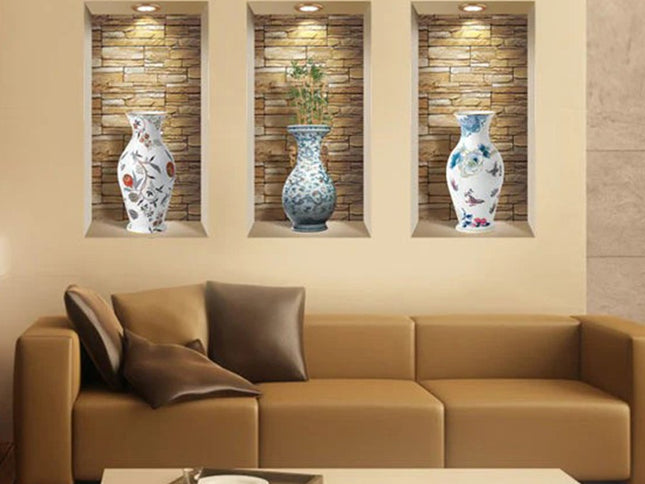 Set of Three Lea Faux Niche 3D Peel and Stick Wall Decals