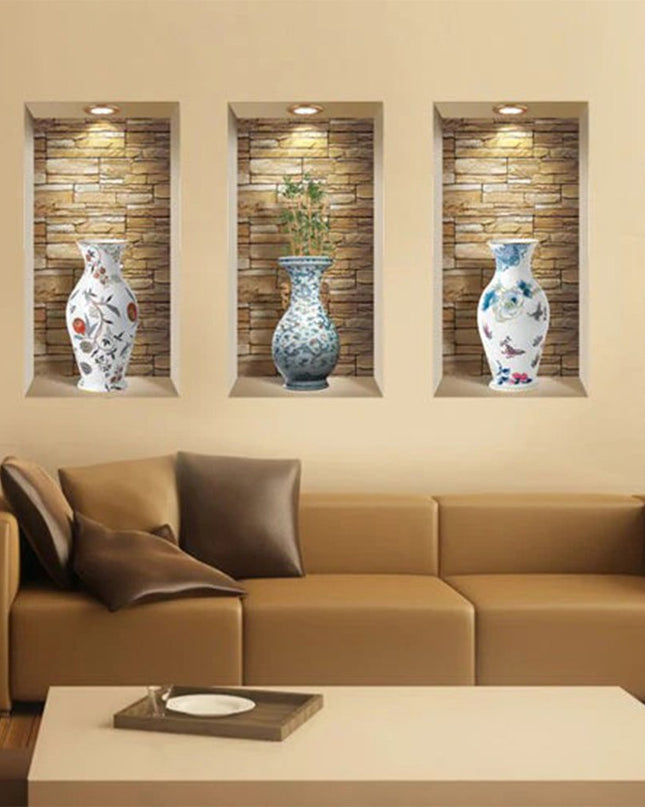 Set of Three Lea Faux Niche 3D Peel and Stick Wall Decals