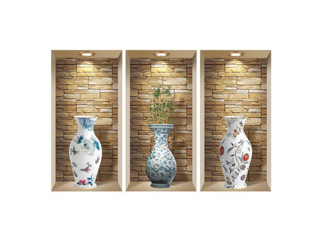 Set of Three Lea Faux Niche 3D Peel and Stick Wall Decals