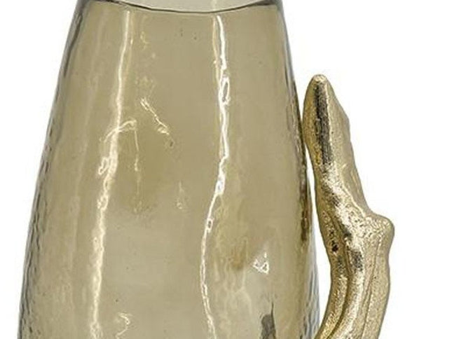 18" Champagne Glass And Metal Table Vase