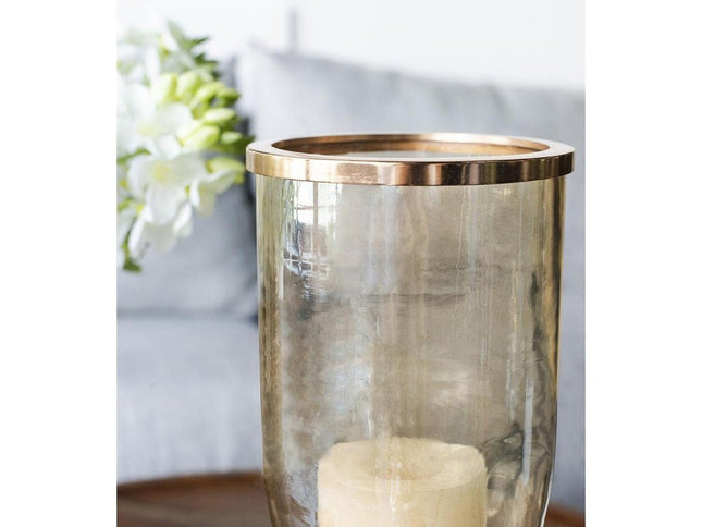 16" Gold And White Glass And Marble Table Vase