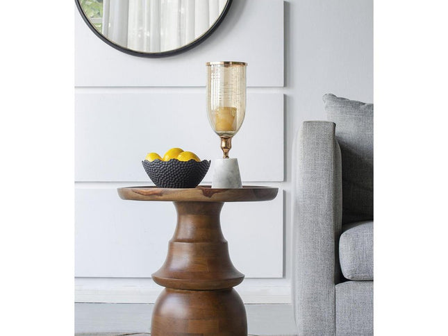 16" Gold And White Glass And Marble Table Vase