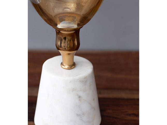 16" Gold And White Glass And Marble Table Vase