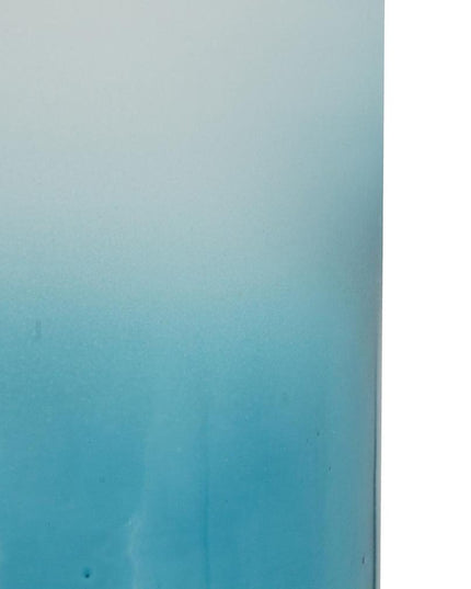 18" Blue White And Gold Ombre Glass And Aluminum Pedestal Table Vase