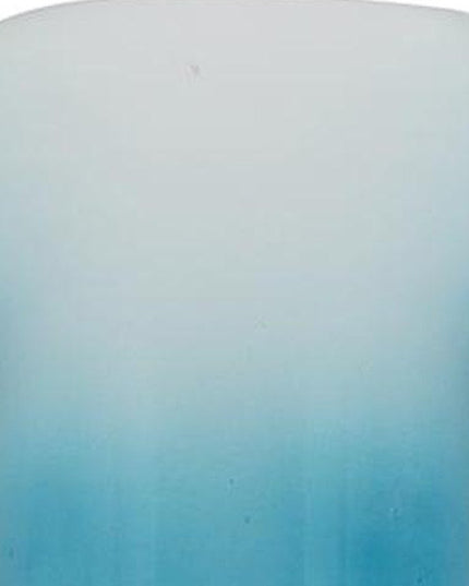 18" Blue White And Gold Ombre Glass And Aluminum Pedestal Table Vase