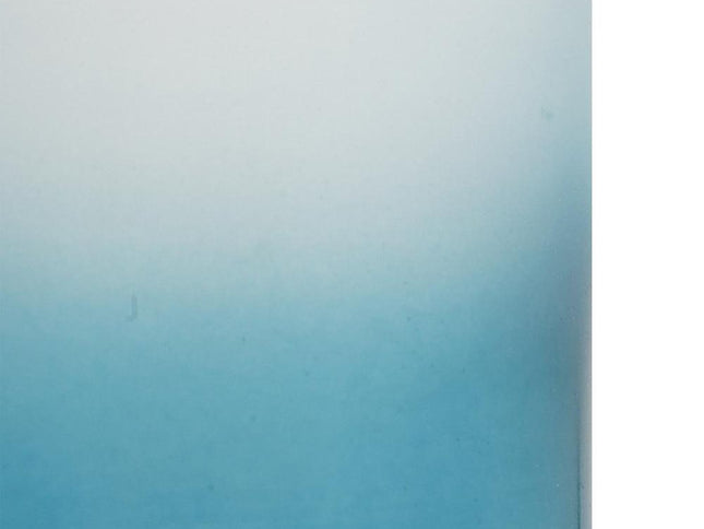 21" Blue White And Gold Ombre Glass And Aluminum Pedestal Table Vase