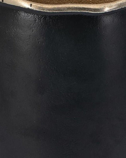 10" Black And Gold Cast Aluminum Oval Table Vase