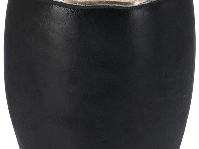 10" Black And Gold Cast Aluminum Oval Table Vase