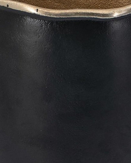 10" Black And Gold Cast Aluminum Oval Table Vase