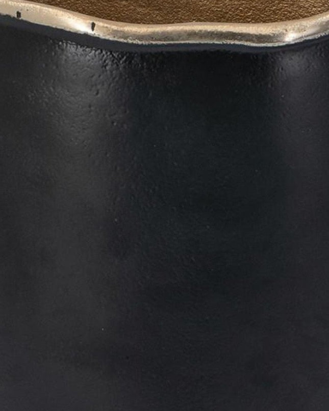 10" Black And Gold Cast Aluminum Oval Table Vase