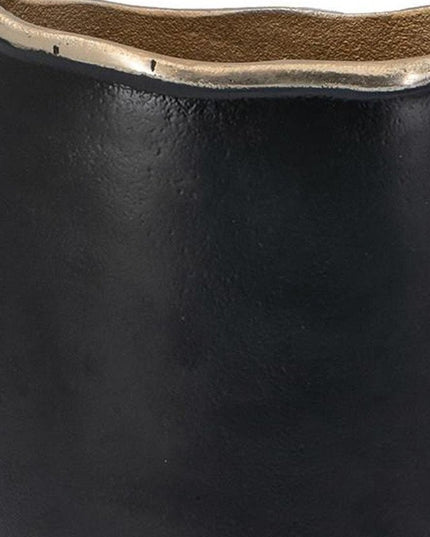 10" Black And Gold Cast Aluminum Oval Table Vase