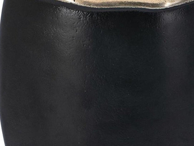 10" Black And Gold Cast Aluminum Oval Table Vase