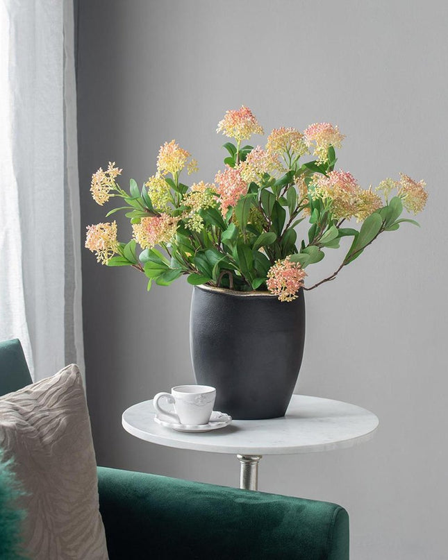 10" Black And Gold Cast Aluminum Oval Table Vase