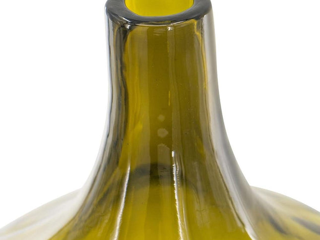 21" Olive Green Hammered Glass Table Vase