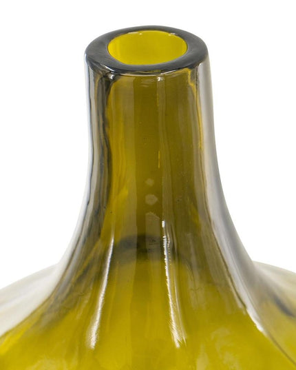 21" Olive Green Hammered Glass Table Vase