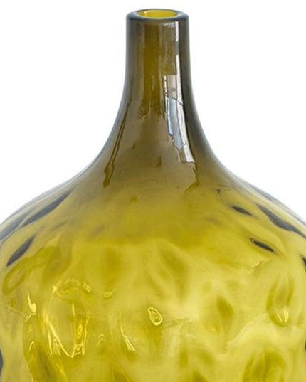 21" Olive Green Hammered Glass Table Vase