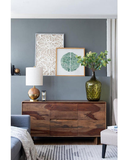 21" Olive Green Hammered Glass Table Vase