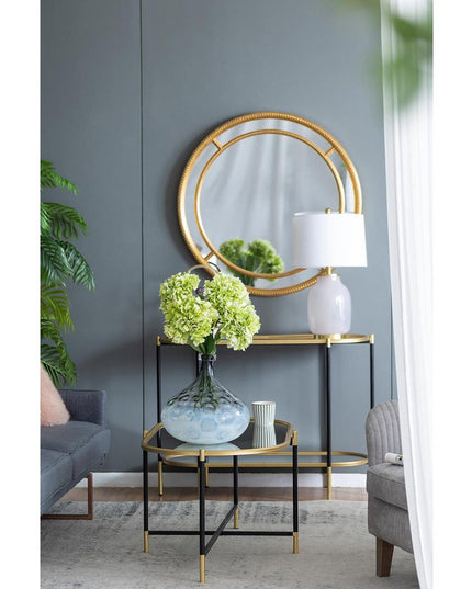 13" Light Blue Hammered Glass Table Vase