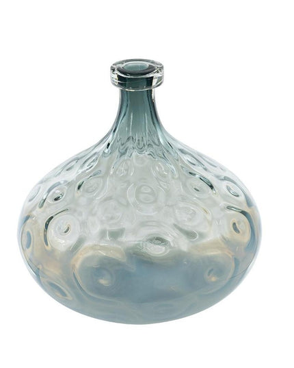 13" Light Blue Hammered Glass Table Vase