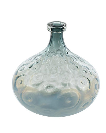 13" Light Blue Hammered Glass Table Vase