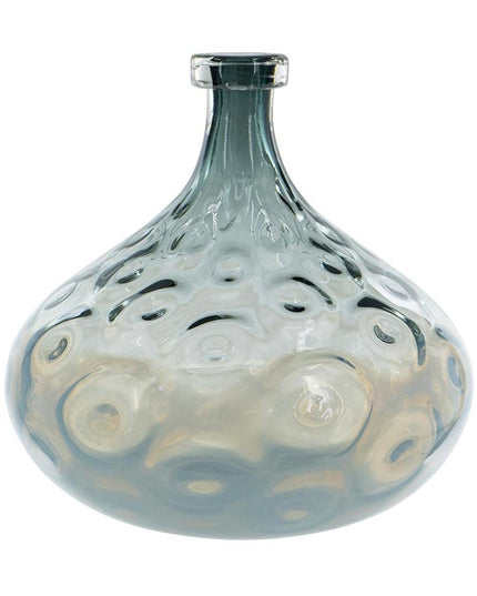 13" Light Blue Hammered Glass Table Vase