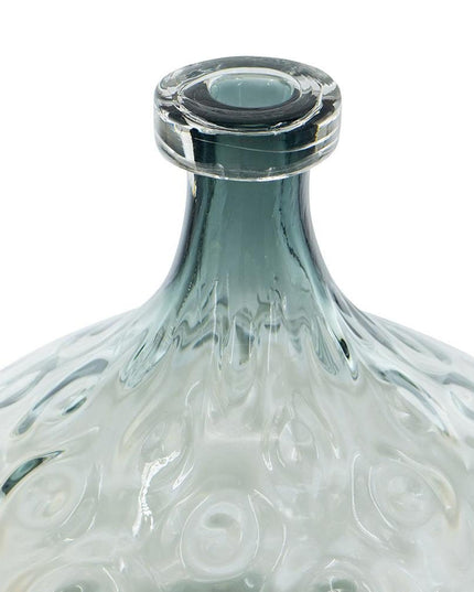 13" Light Blue Hammered Glass Table Vase