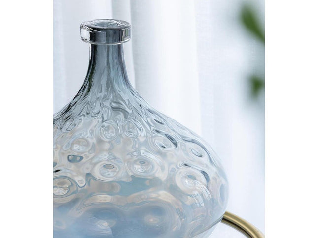 13" Light Blue Hammered Glass Table Vase