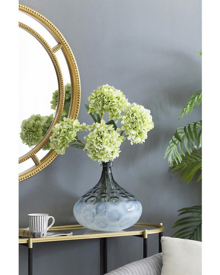 13" Light Blue Hammered Glass Table Vase